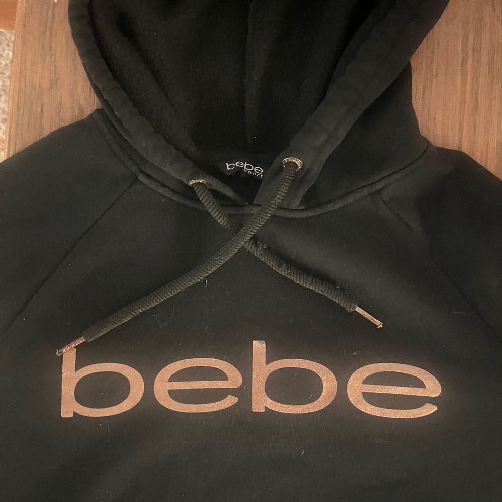 Bebe Black Sweatshirt with Rose Gold Logo